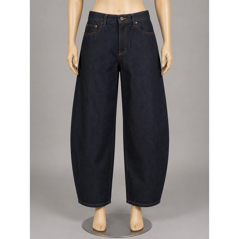 KBB by Kahlana Barrel Leg Jeans Dark Wash Indigo Denim High Rise Size 10